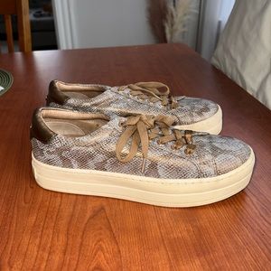 Platform snakeskin metallic J slides sneakers